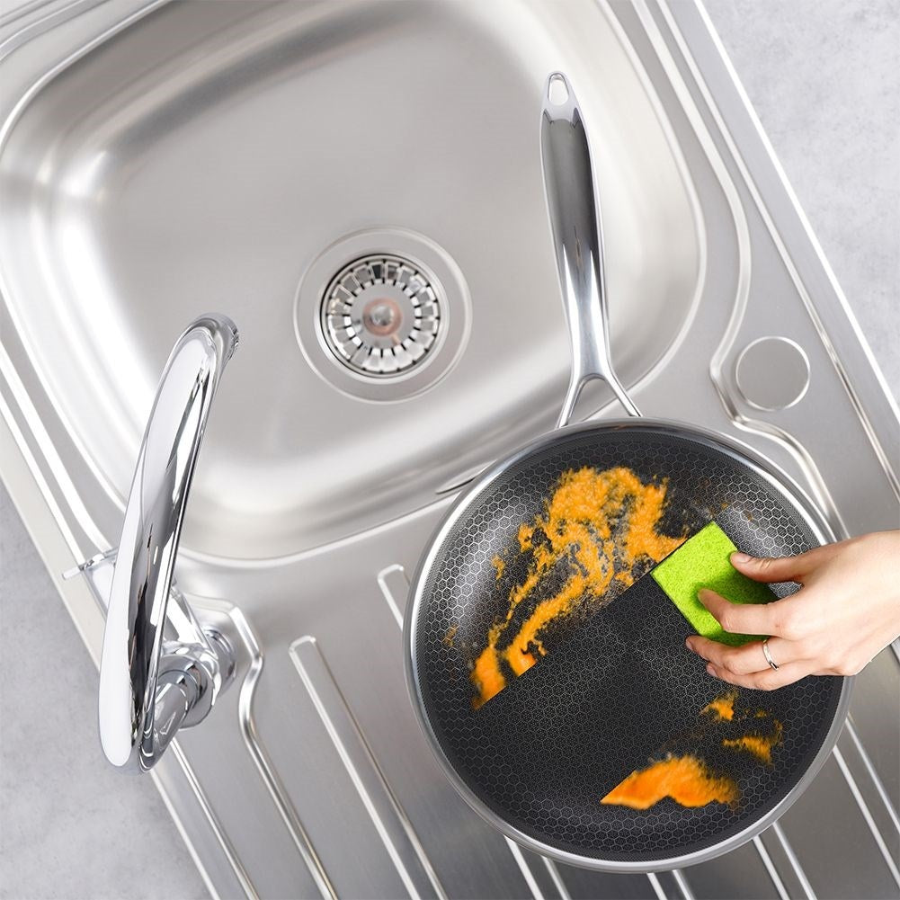 Hybrid Frying Pan: Non-stick & Stainless Steel, Metal Utensils OK