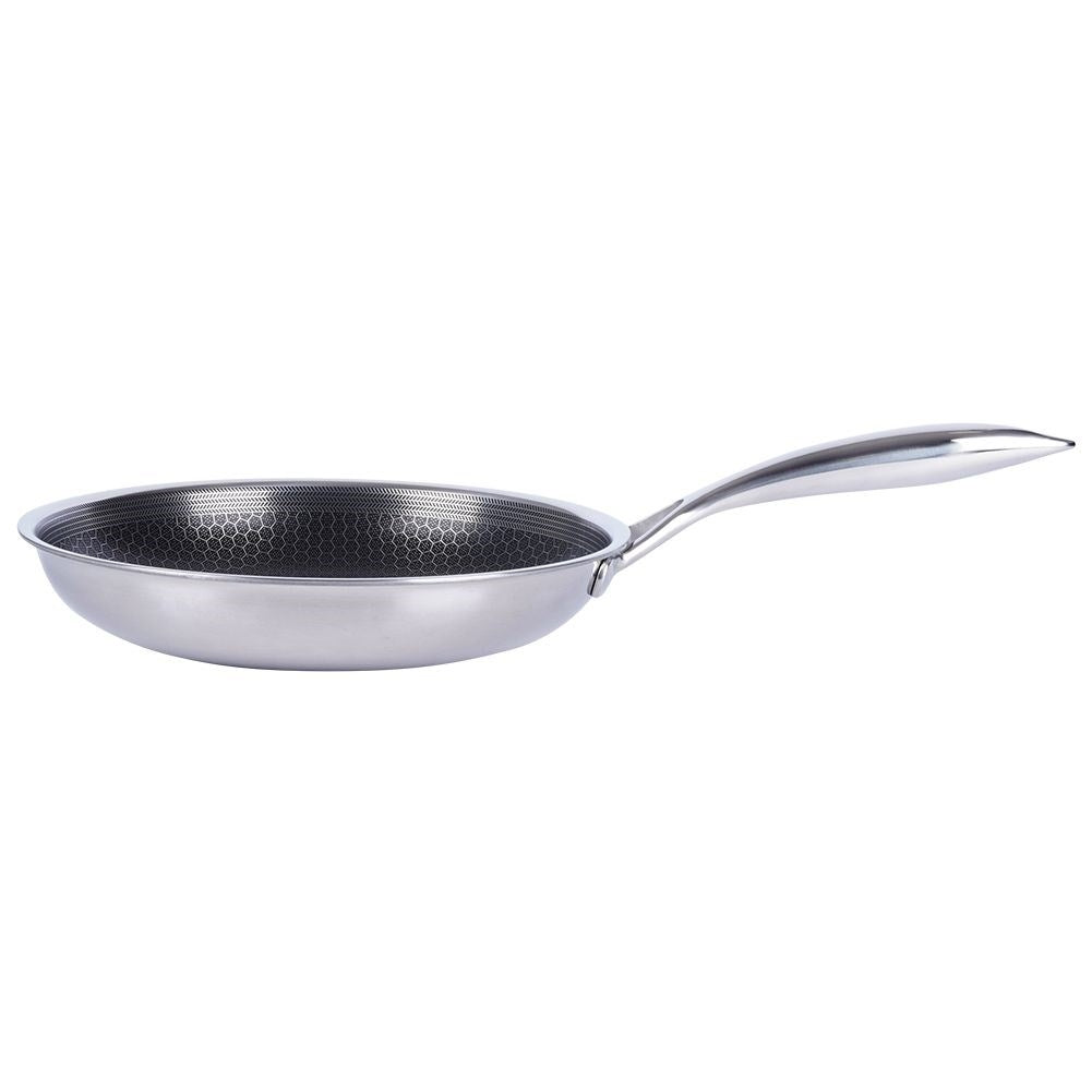 Hybrid Frying Pan: Non-stick & Stainless Steel, Metal Utensils OK