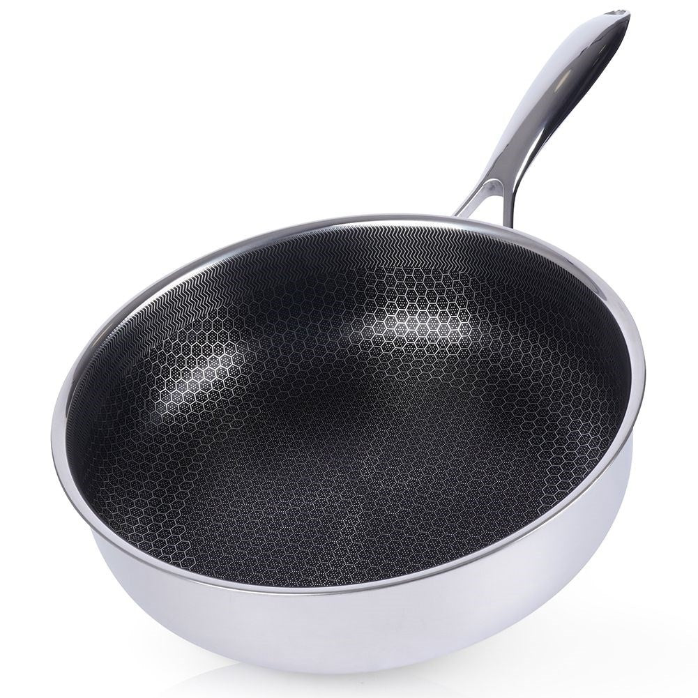 Hybrid frying pan: Non-stick, stainless, metal utensil safe