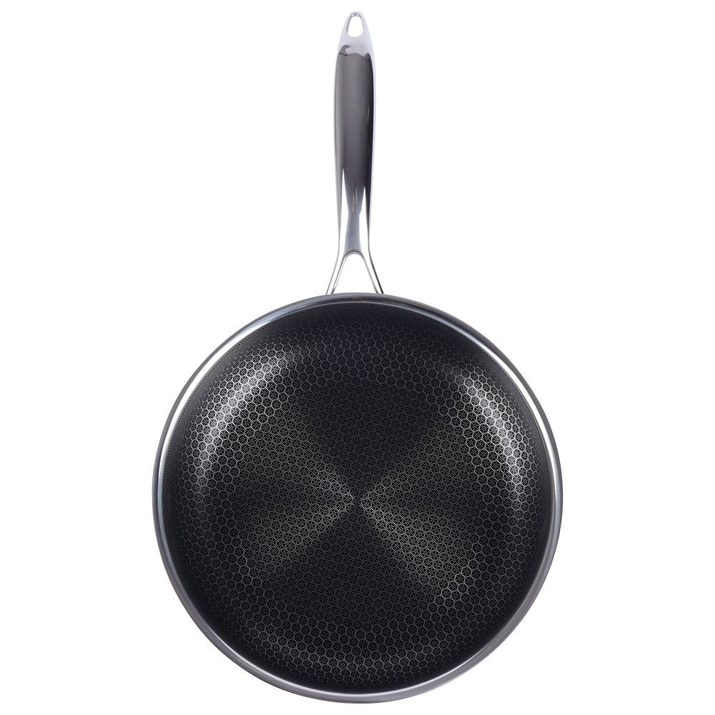 Hybrid frying pan: Non-stick, stainless, metal utensil safe