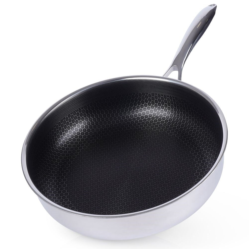 Hybrid frying pan: Non-stick, stainless steel, metal utensils