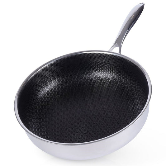 Hybrid frying pan: Non-stick, stainless steel, metal utensils