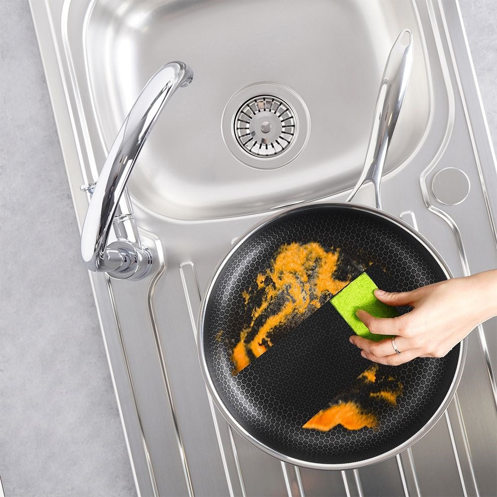 Hybrid frying pan: Non-stick, stainless steel, metal utensils
