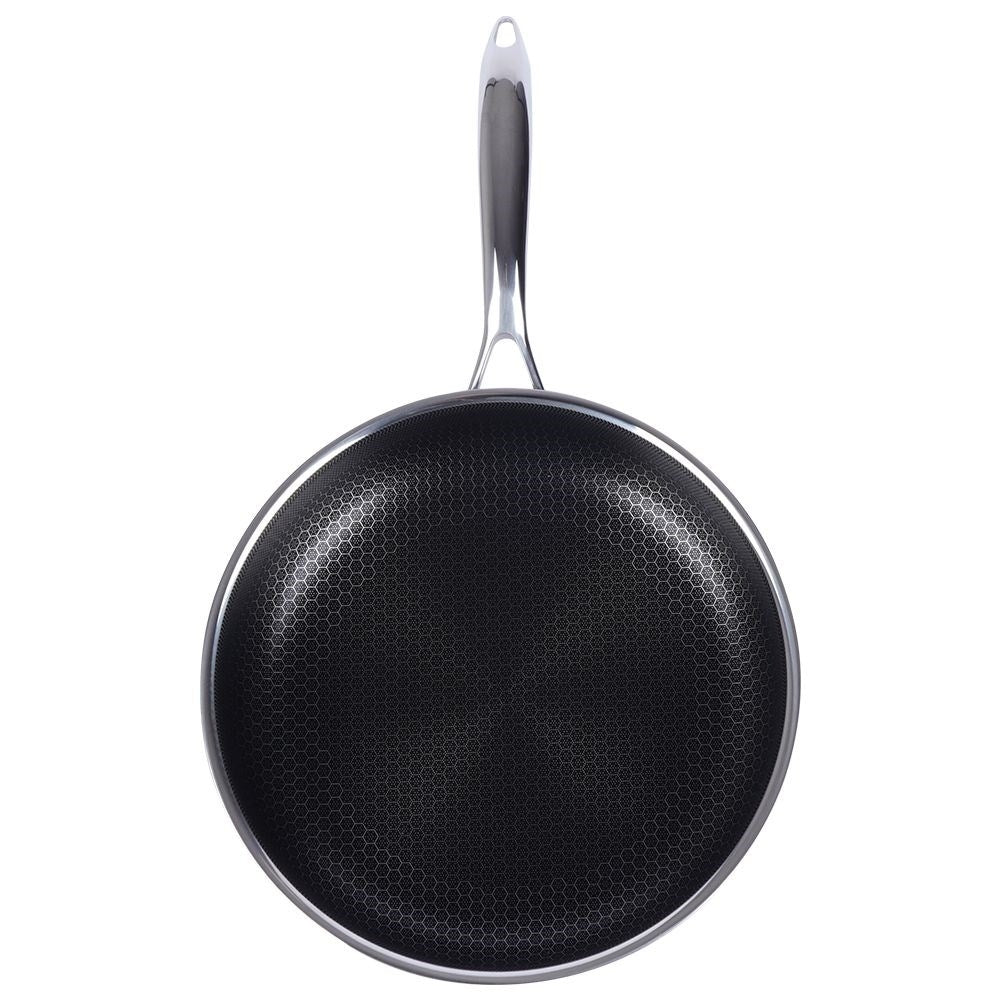 Hybrid frying pan: Non-stick, stainless steel, metal utensils