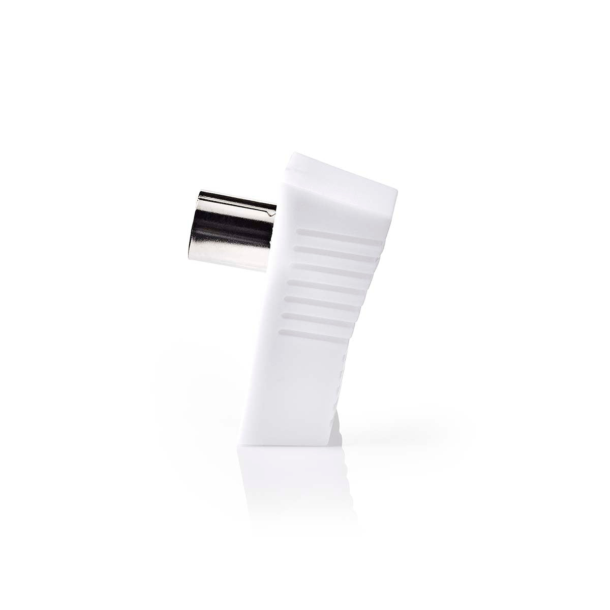 IEC (Coax) Connector | Angled | Female | Nickel Plated | 75 Ohm | Screw | Cable input diameter: 7.0 mm | Metal / PVC | White | 2 pcs | Box