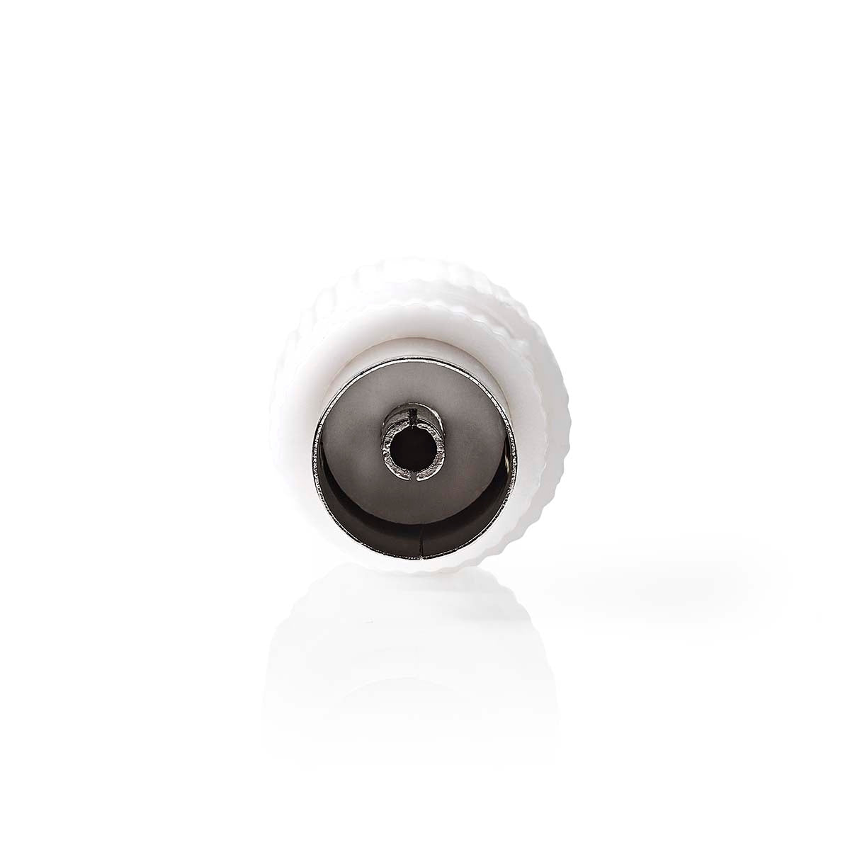 IEC (Coax) Connector | Straight | Female | Nickel Plated | 75 Ohm | Screw | Cable input diameter: 7.0 mm | Metal / PVC | White | 2 pcs | Box