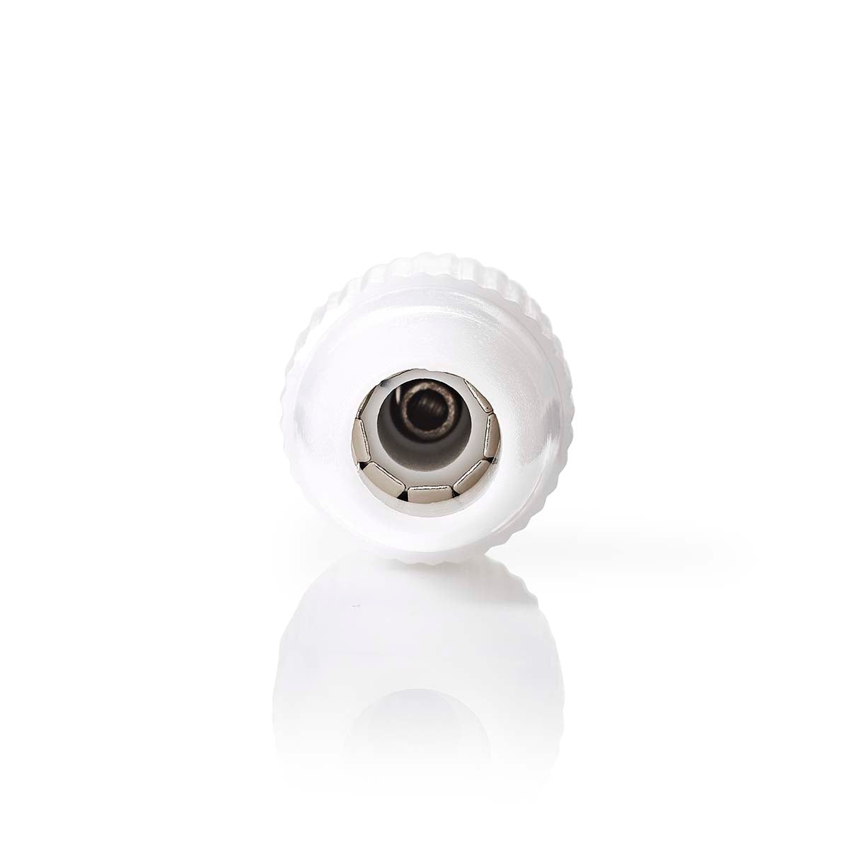 IEC (Coax) Connector | Straight | Female | Nickel Plated | 75 Ohm | Screw | Cable input diameter: 7.0 mm | Metal / PVC | White | 2 pcs | Box