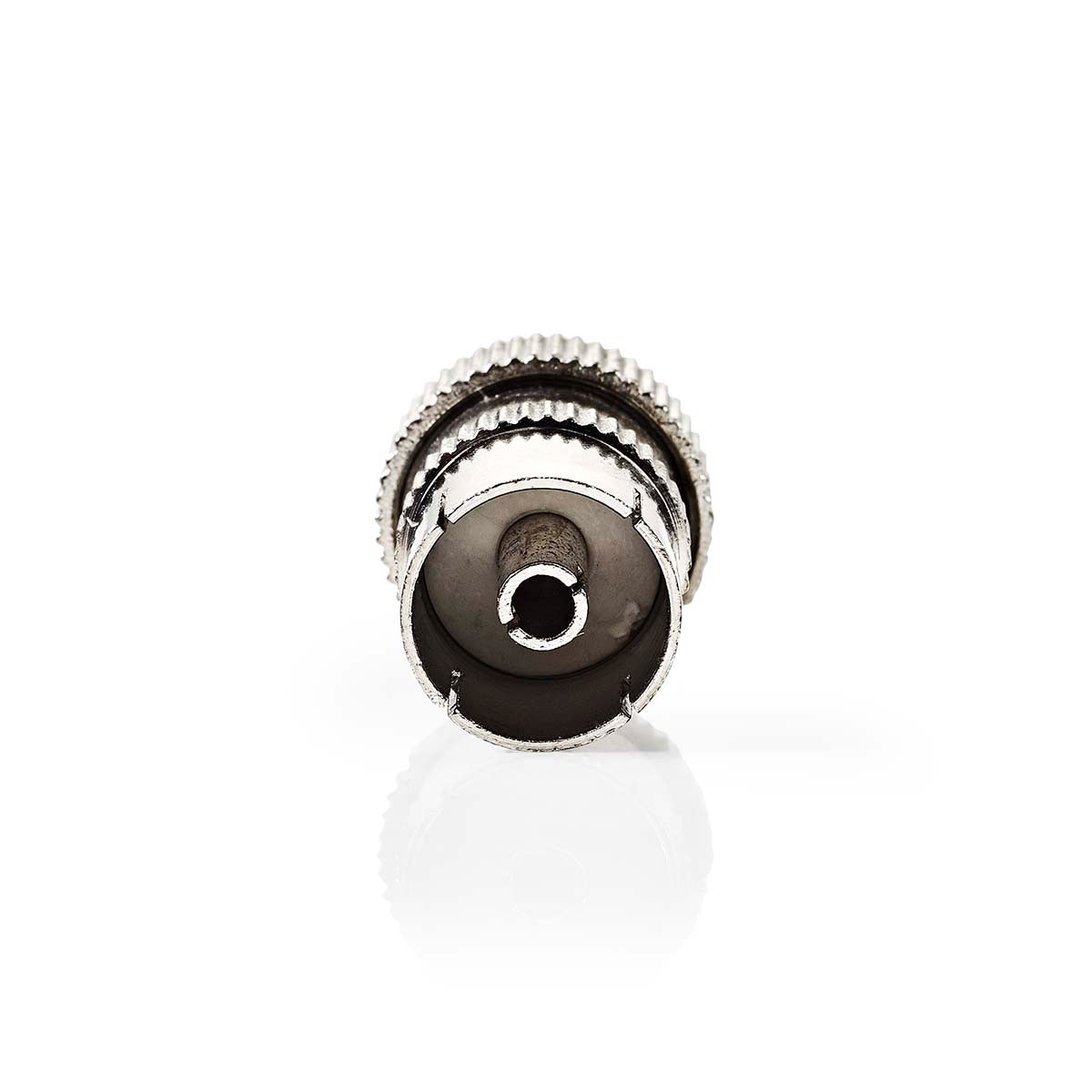 IEC (Coax) Connector | Straight | Female | Nickel Plated | 75 Ohm | Screw | Cable input diameter: 7.0 mm | Metal | Silver | 2 pcs | Box