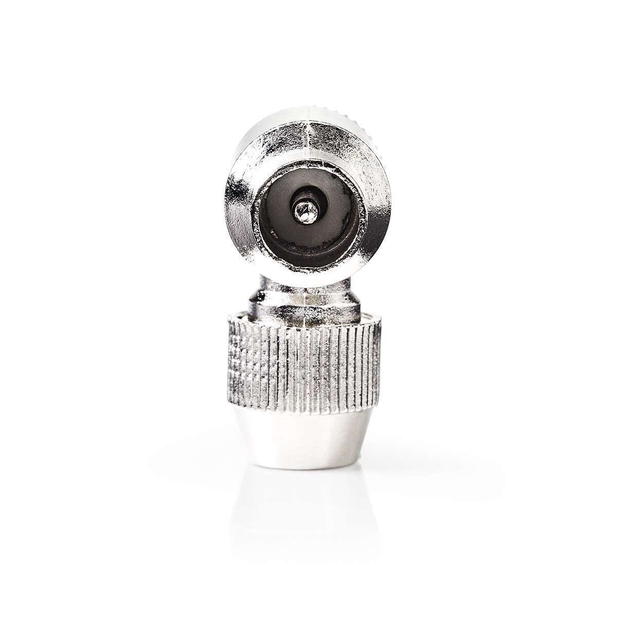 IEC (coax) | Angled | Male | Nickel Plated | 75 Ohm | Screw | Cable input diameter: 7.0 mm | Metal | Silver | 2 pcs. | Envelope