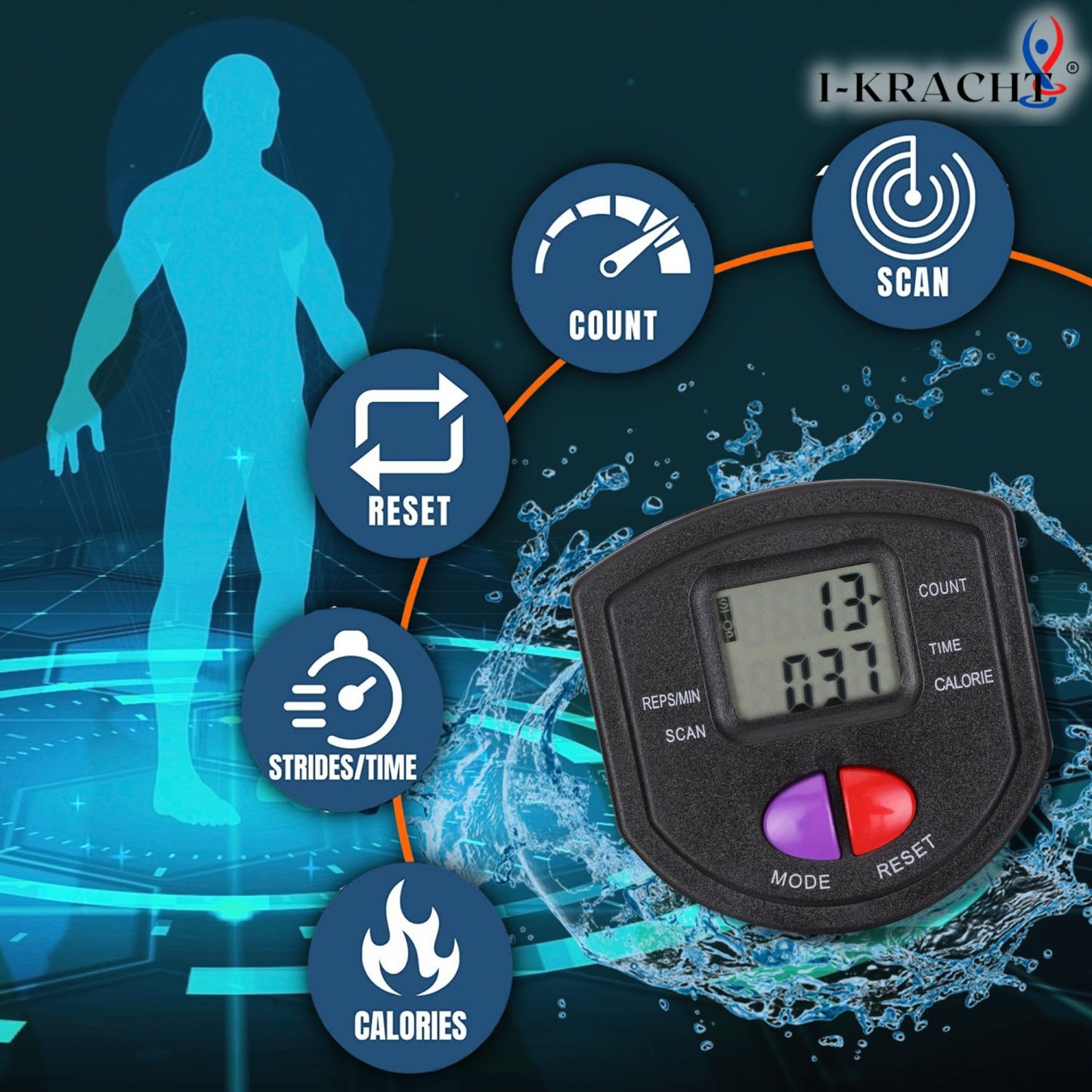 I-Kracht KT-00131: Total Fitness Crunch with Digital Monitor Black