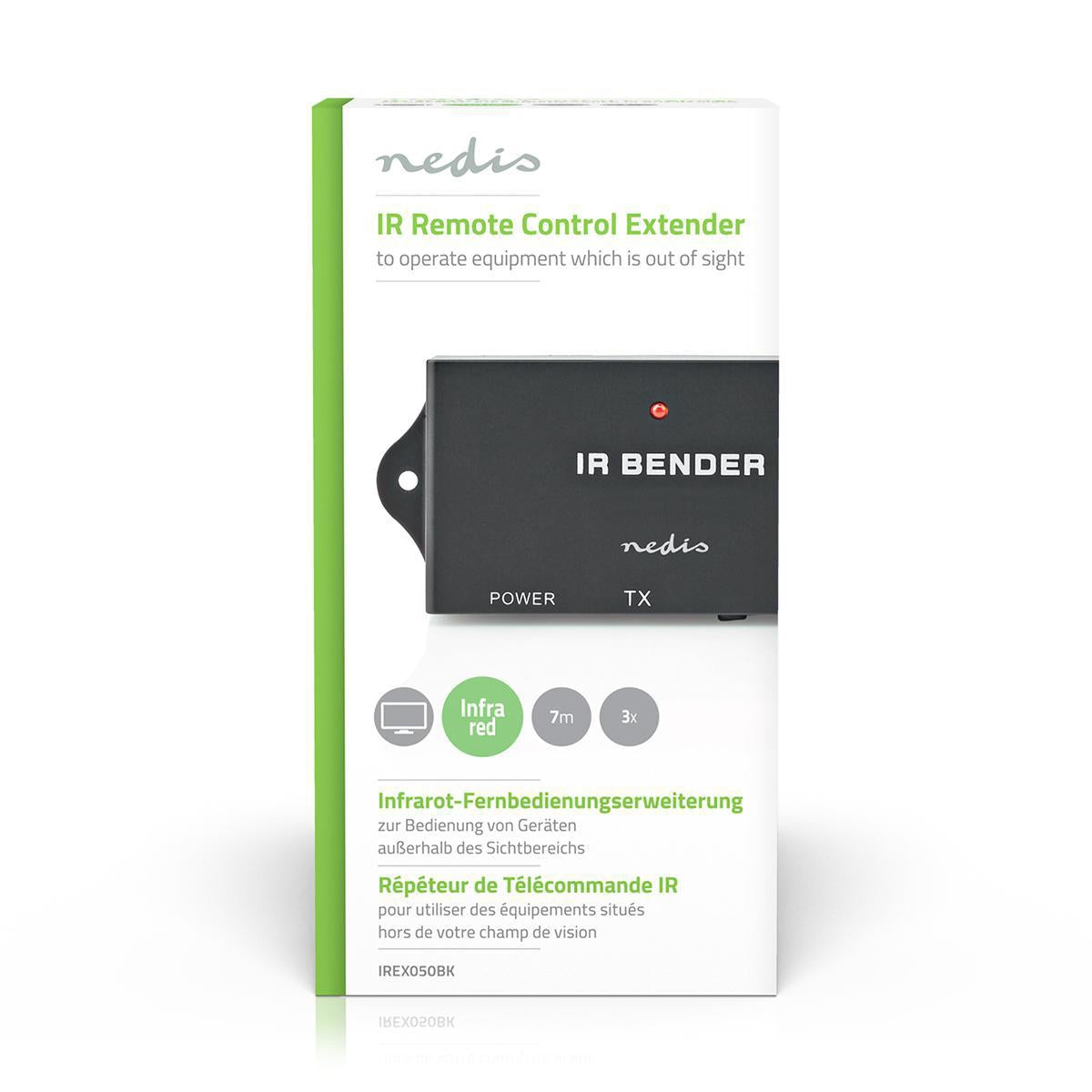 IR remote control extender | Signal range: 7.0 m | 3 Units | ABS | Black