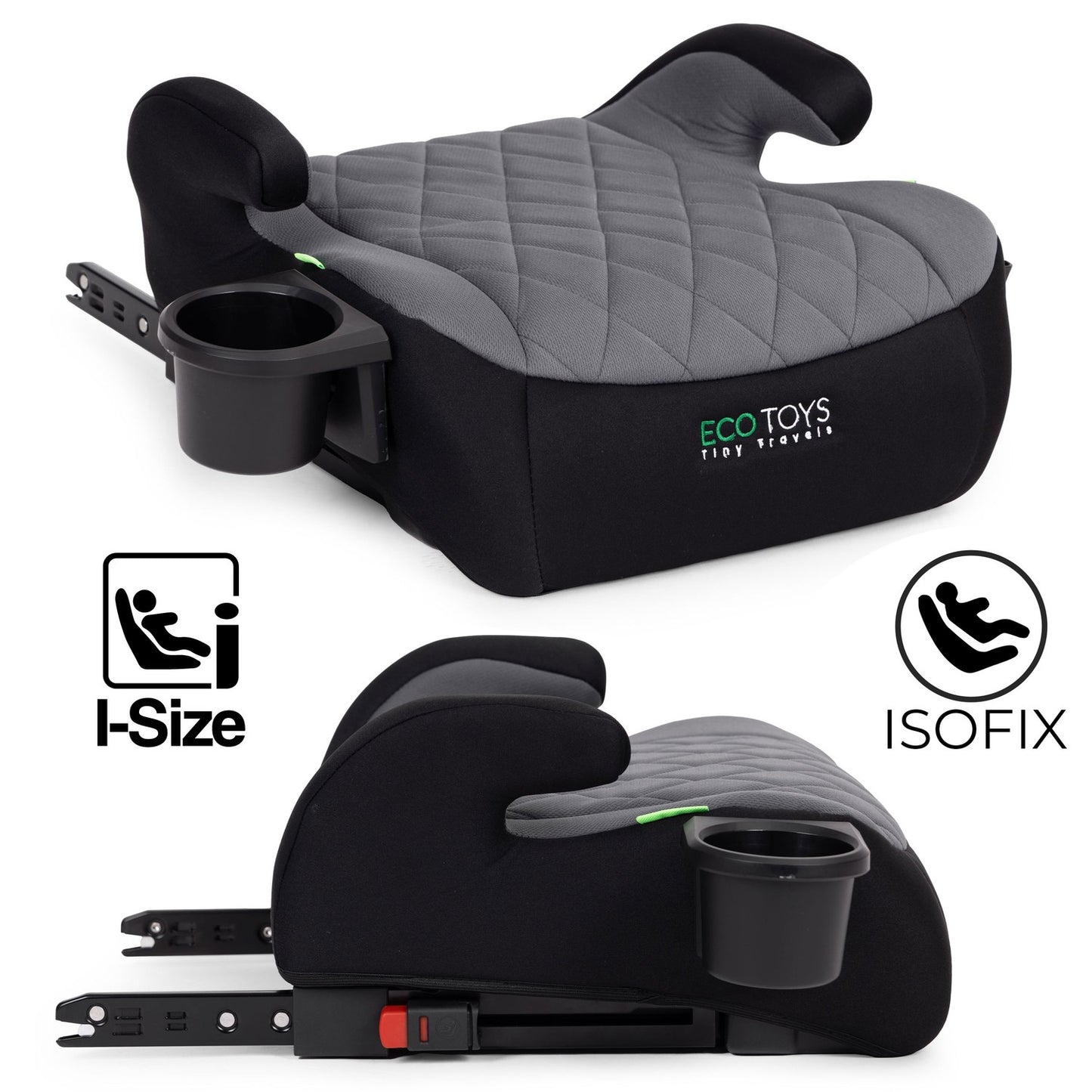 ISOFIX Car Booster Seat with Cup Holder, 125-150 cm