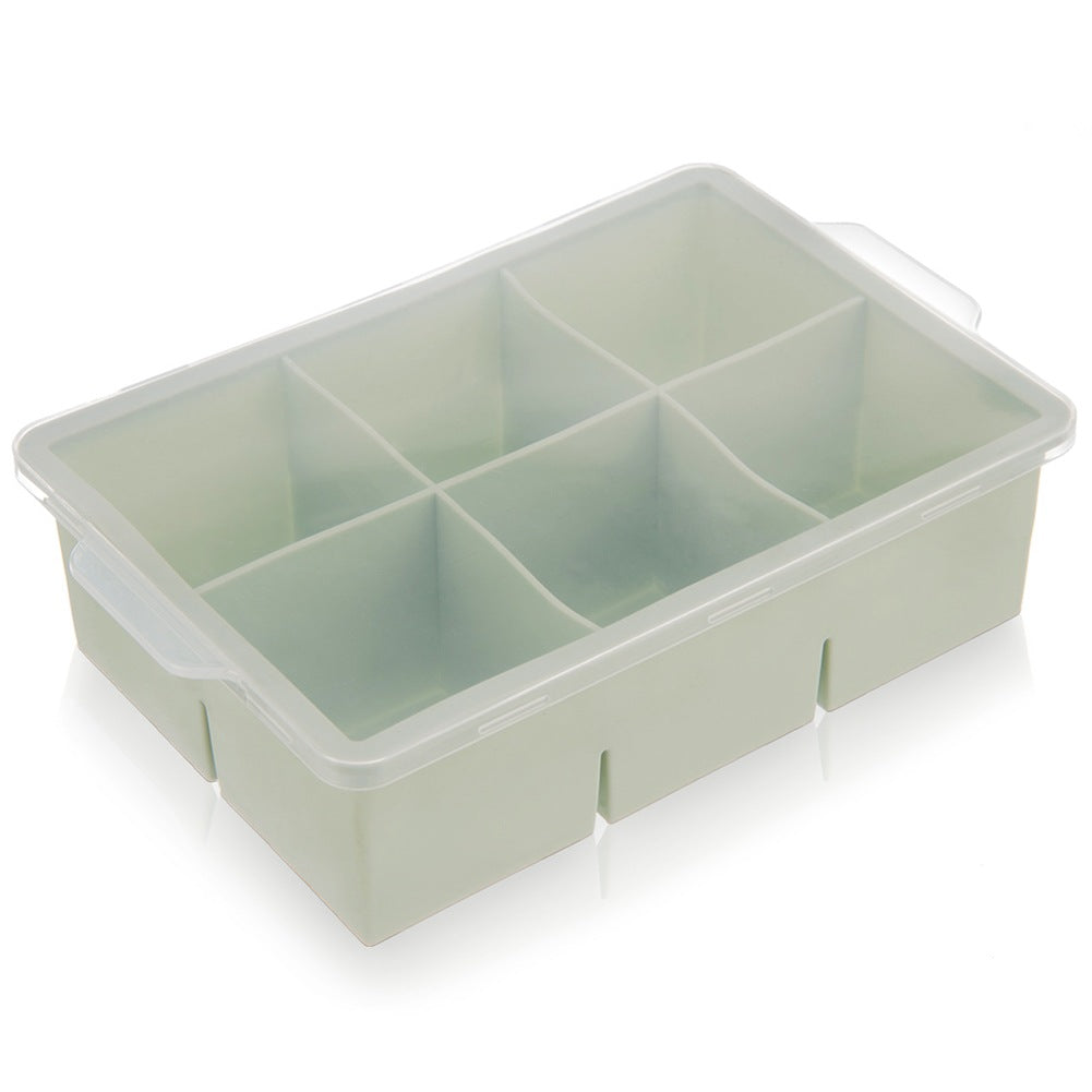 Ice Cube Tray with Lid, Silicone Green XXL 18.5x12x5 cm