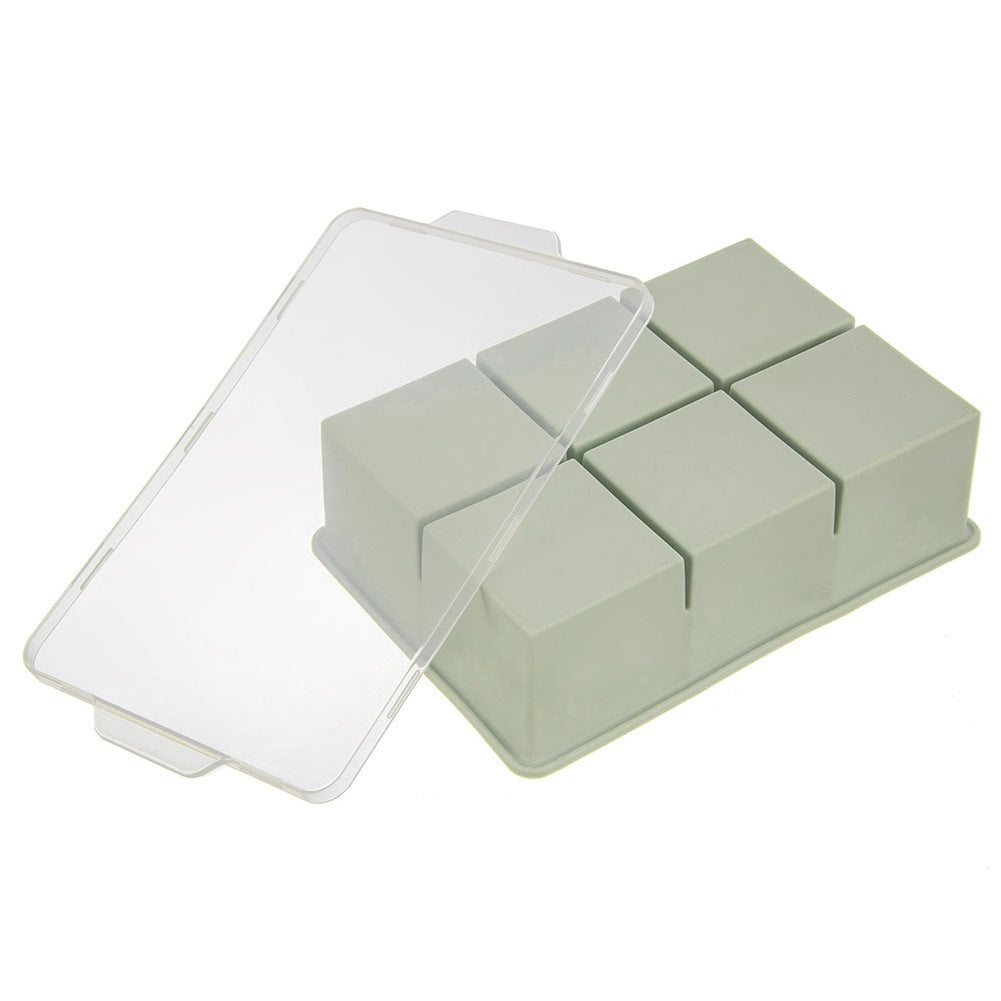 Ice Cube Tray with Lid, Silicone Green XXL 18.5x12x5 cm