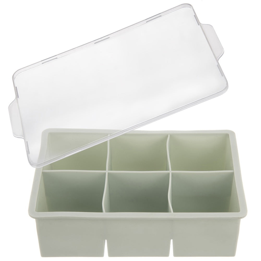 Ice Cube Tray with Lid, Silicone Green XXL 18.5x12x5 cm