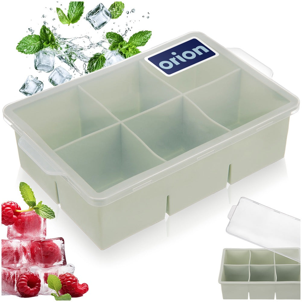 Ice Cube Tray with Lid, Silicone Green XXL 18.5x12x5 cm