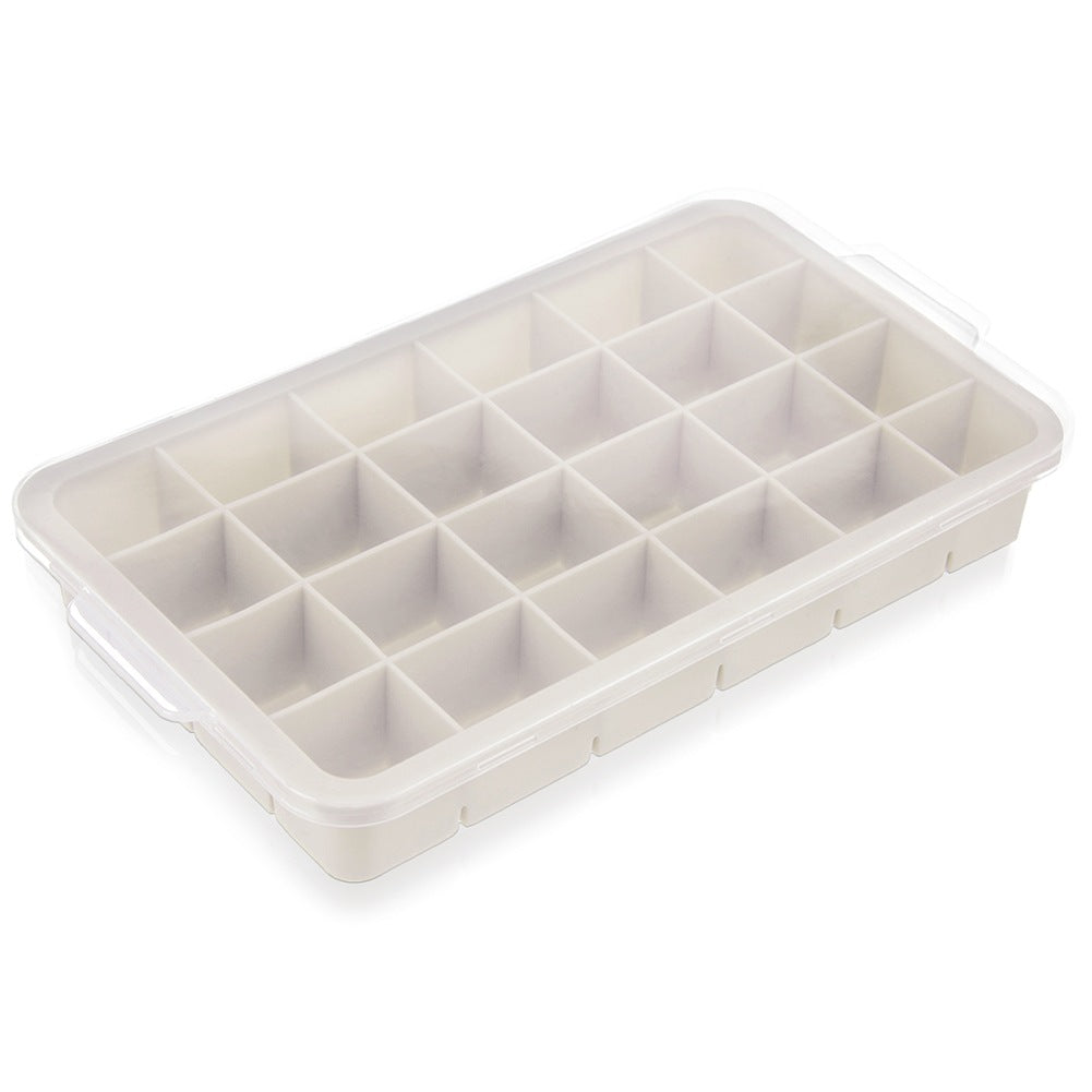 Ice Cube Tray with Silicone Lid, Beige, 22.5x13x3 cm