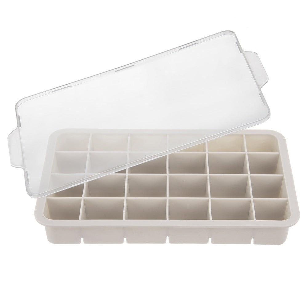 Ice Cube Tray with Silicone Lid, Beige, 22.5x13x3 cm