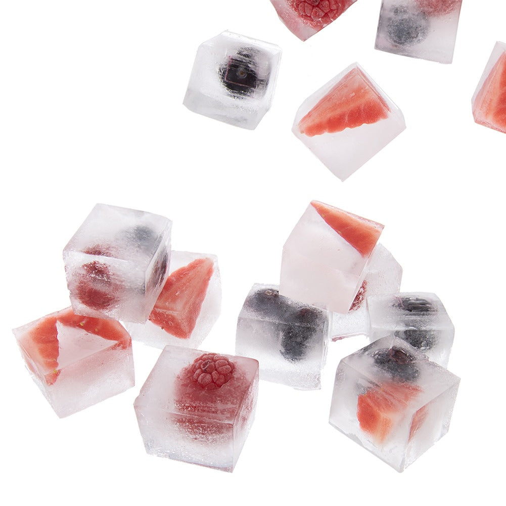 Ice Cube Tray with Silicone Lid, Beige, 22.5x13x3 cm