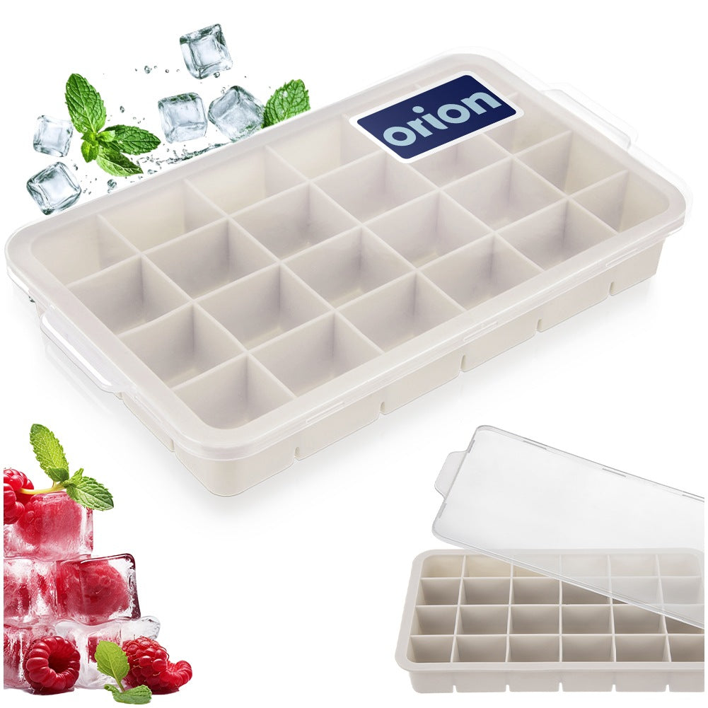 Ice Cube Tray with Silicone Lid, Beige, 22.5x13x3 cm