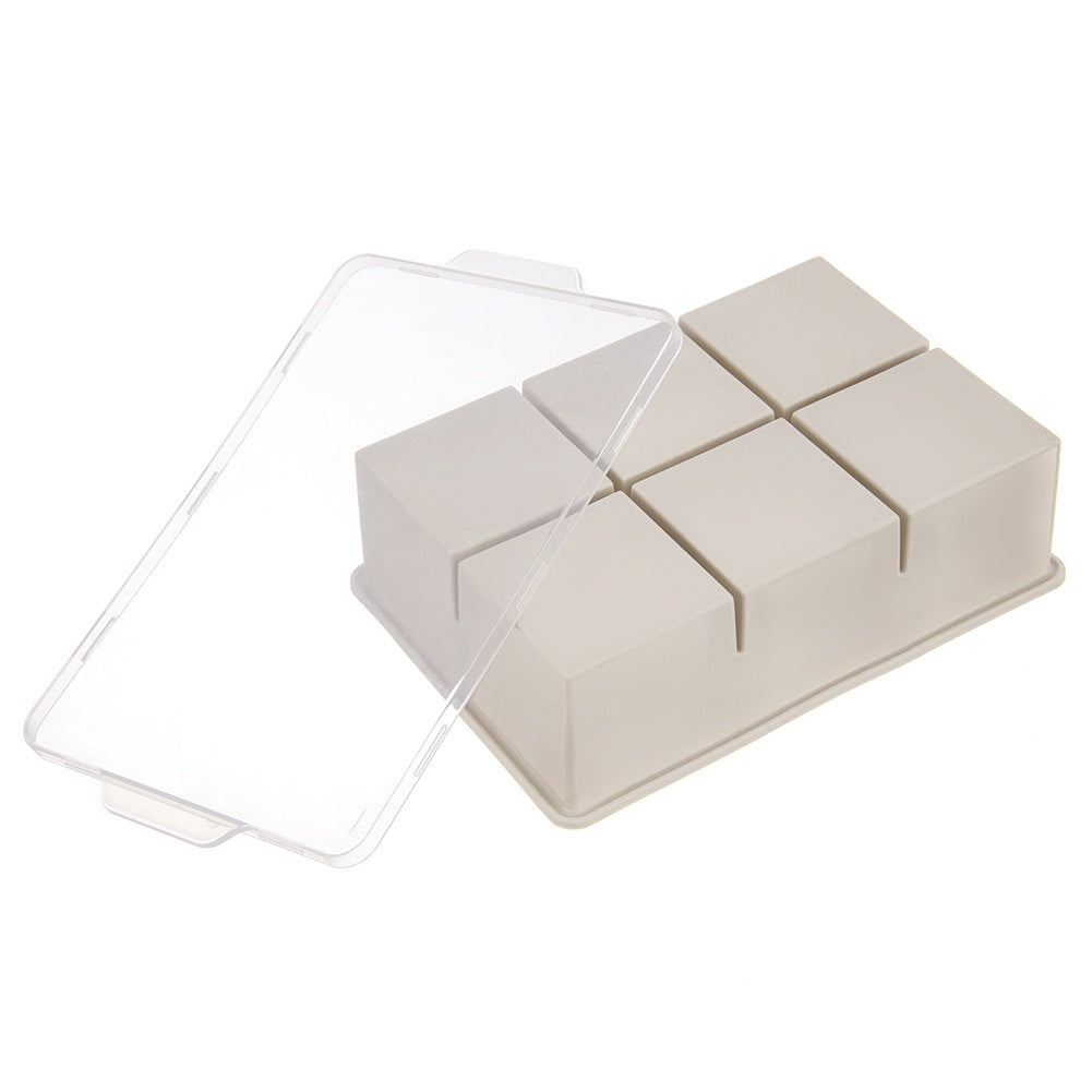 Ice Cube Tray with Silicone Lid, Beige XXL 18.5x12x5 cm