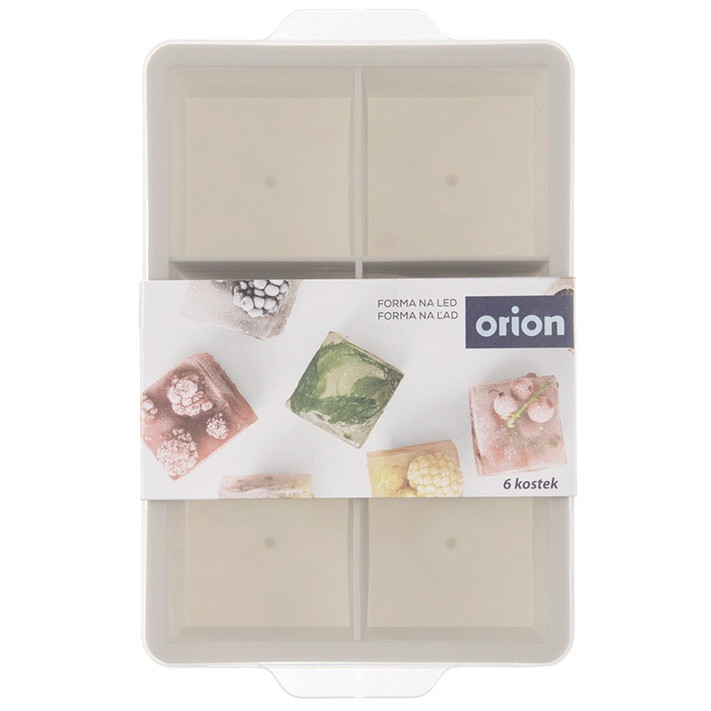 Ice Cube Tray with Silicone Lid, Beige XXL 18.5x12x5 cm