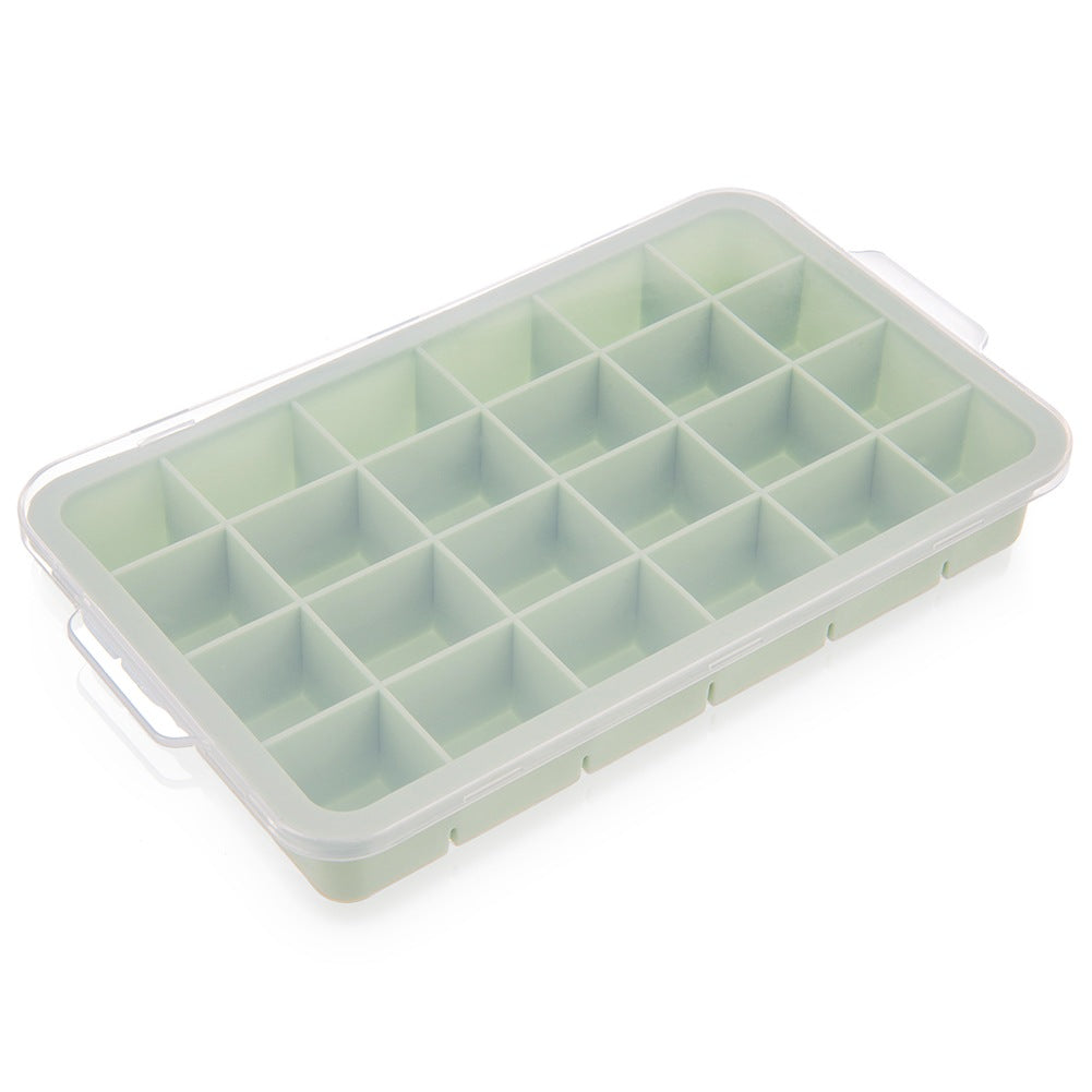Ice Cube Tray with Silicone Lid, Green, 22.5x13x3 cm
