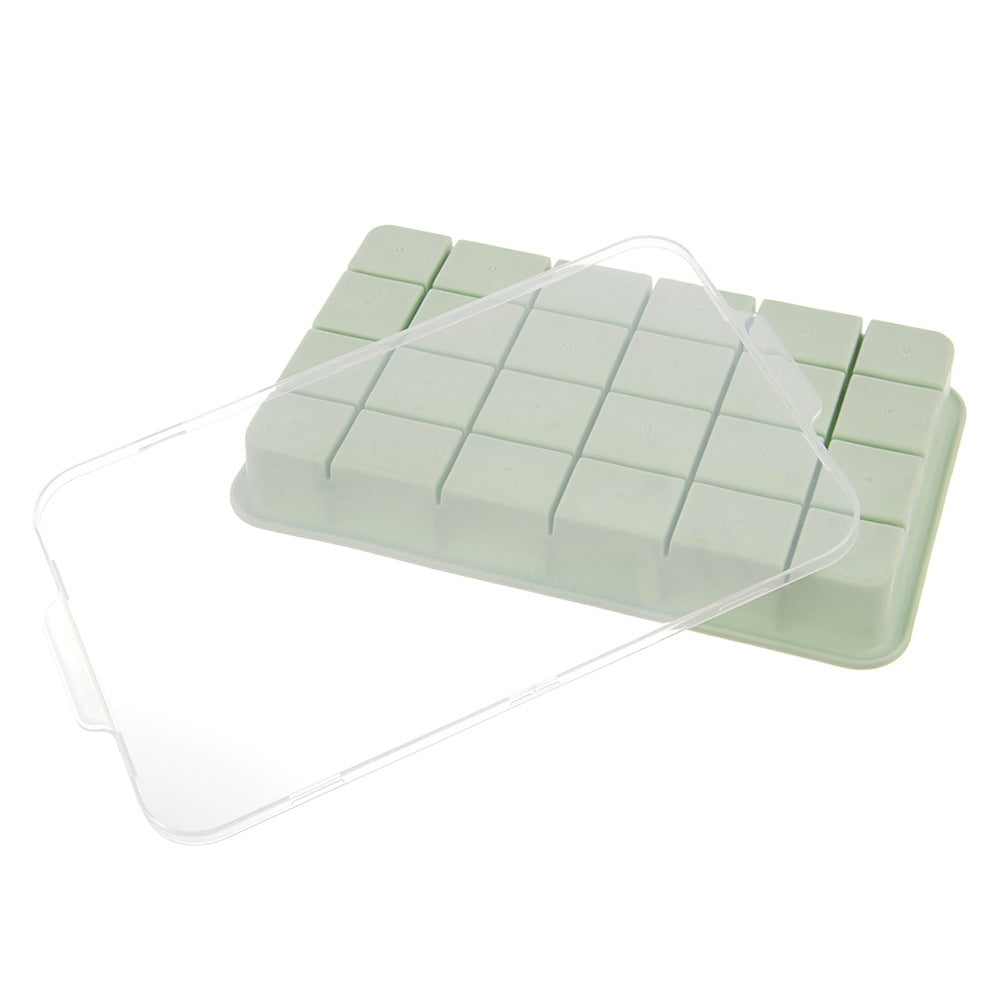 Ice Cube Tray with Silicone Lid, Green, 22.5x13x3 cm