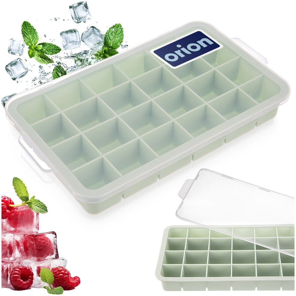Ice Cube Tray with Silicone Lid, Green, 22.5x13x3 cm