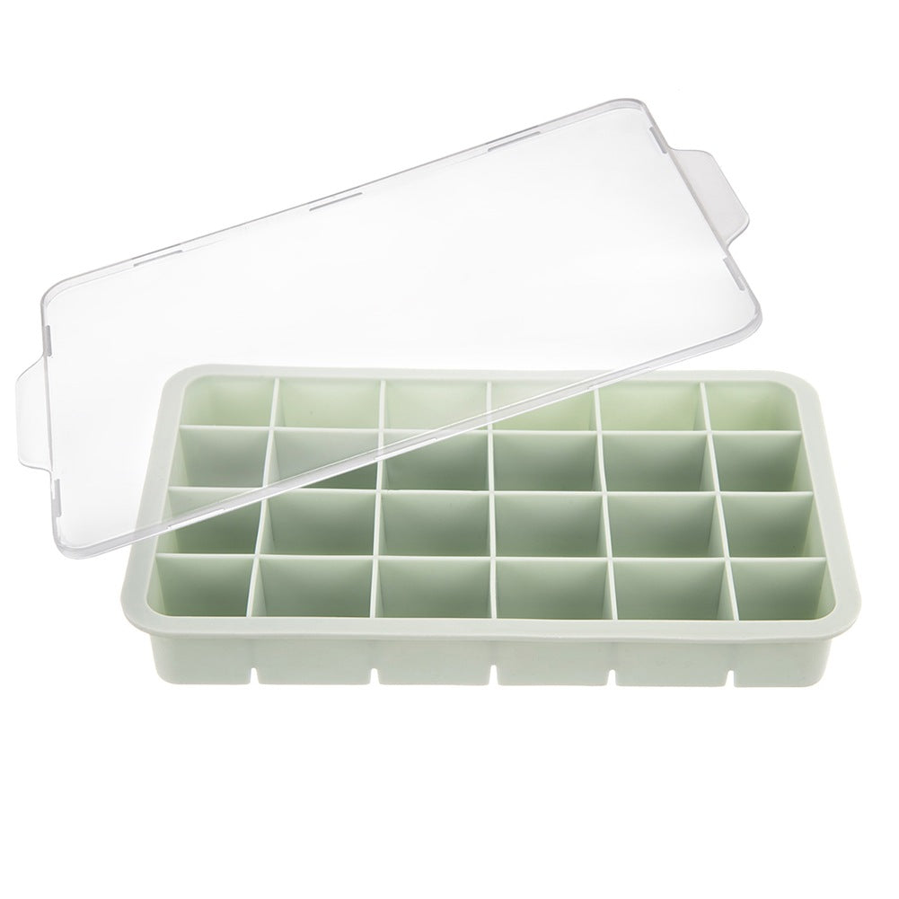 Ice Cube Tray with Silicone Lid, Green, 22.5x13x3 cm