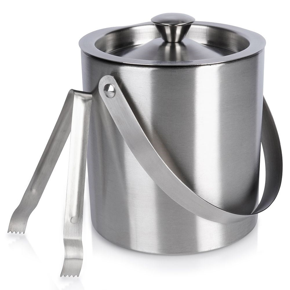Ice container Stainless steel with lid and tongs