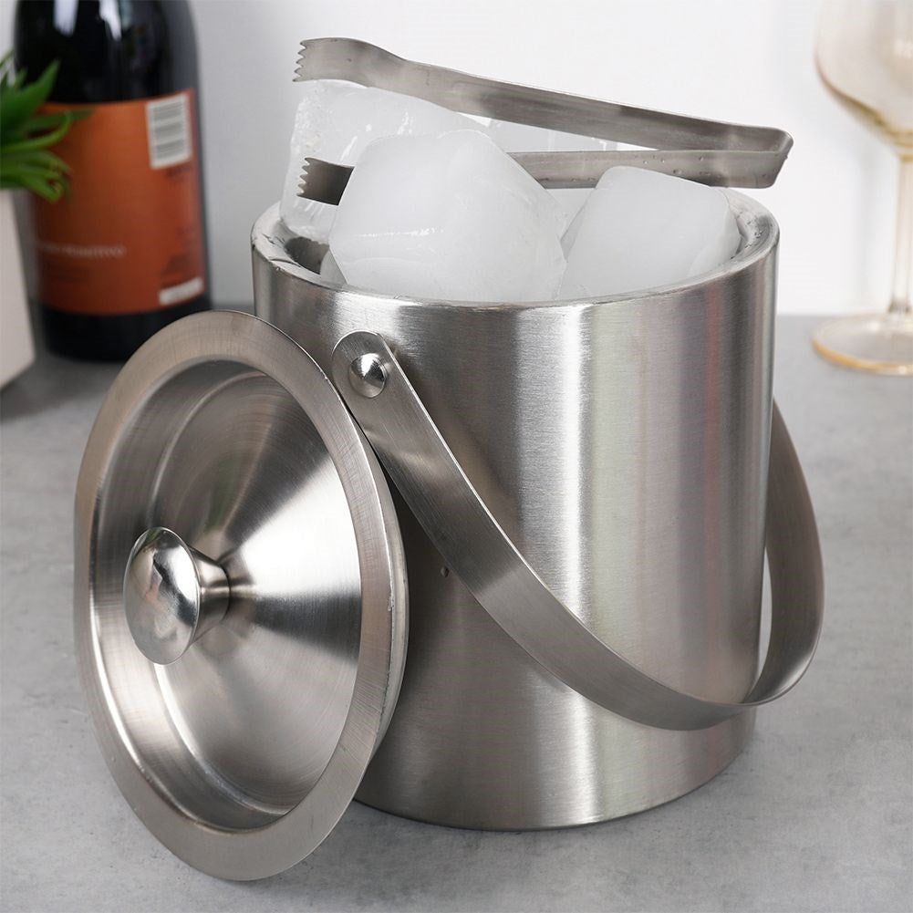 Ice container Stainless steel with lid and tongs
