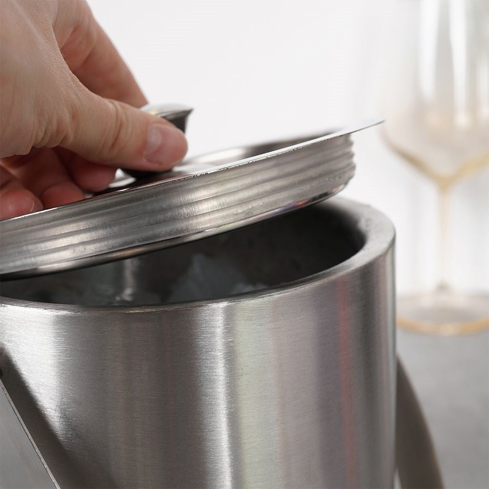 Ice container Stainless steel with lid and tongs