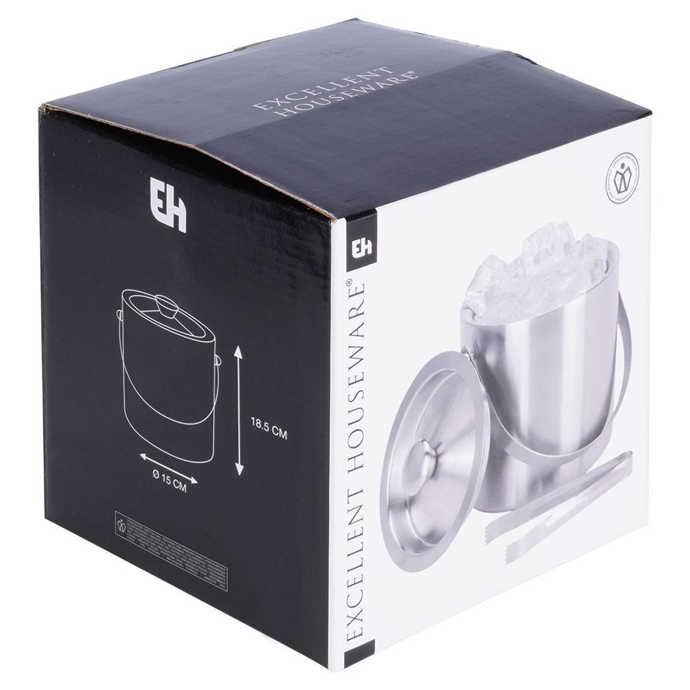 Ice container Stainless steel with lid and tongs