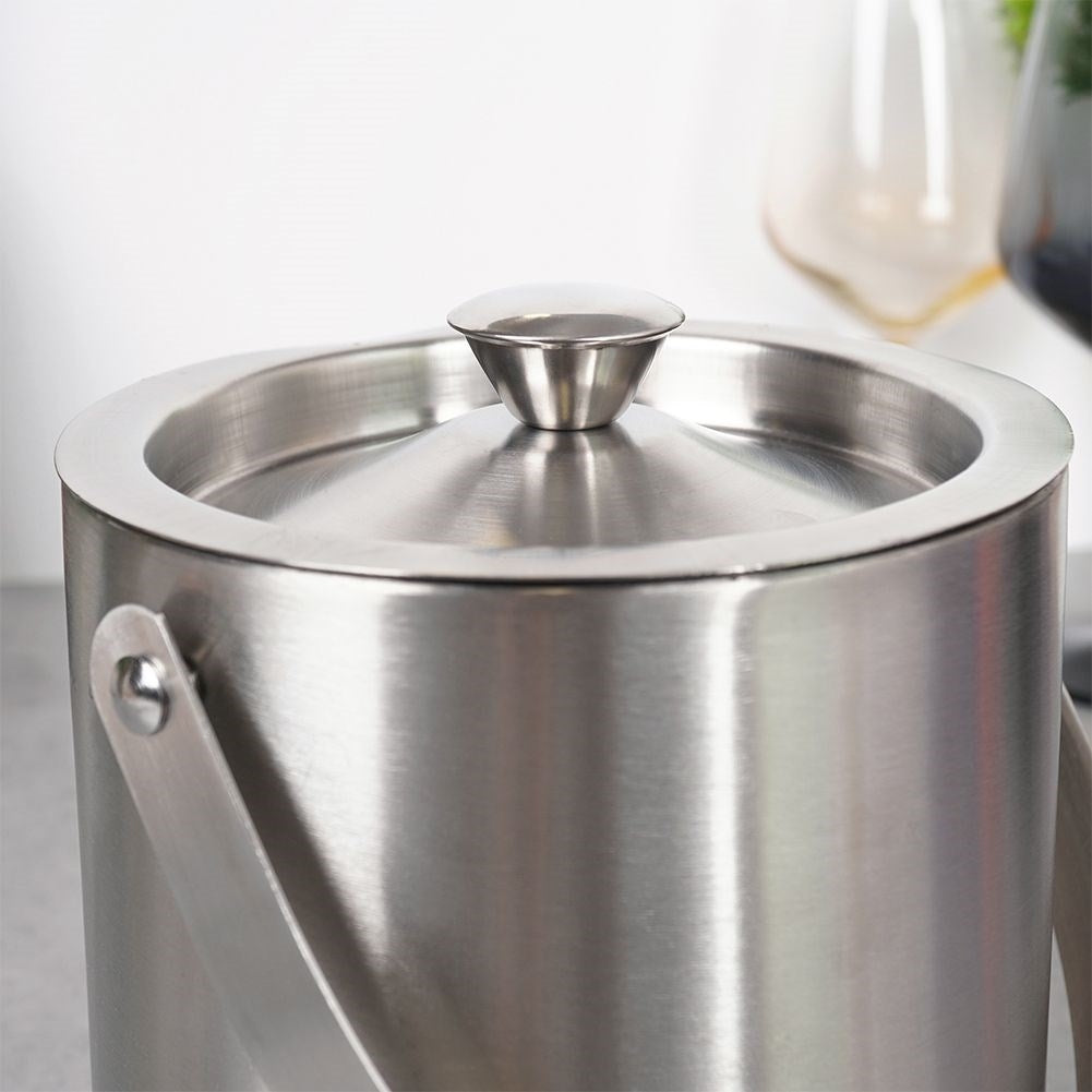 Ice container Stainless steel with lid and tongs