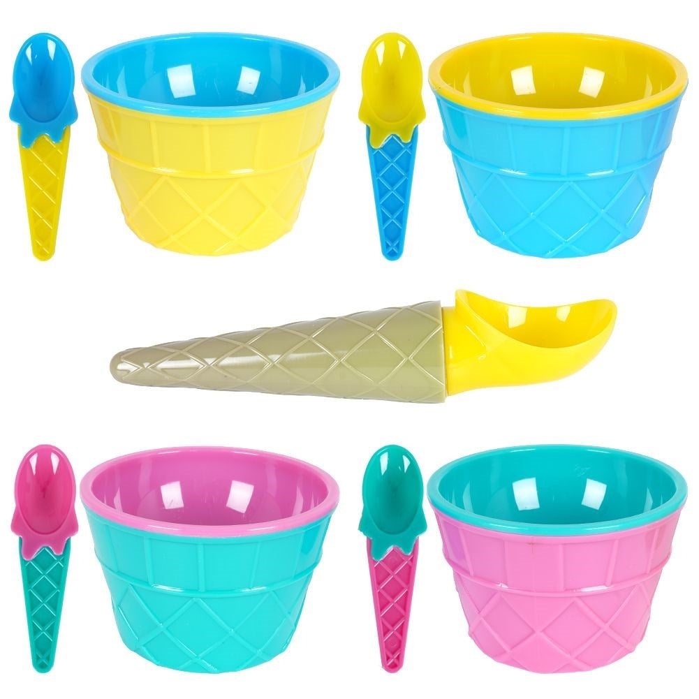 Ice cream and dessert set: 9 parts, vibrant colors, dishwasher safe