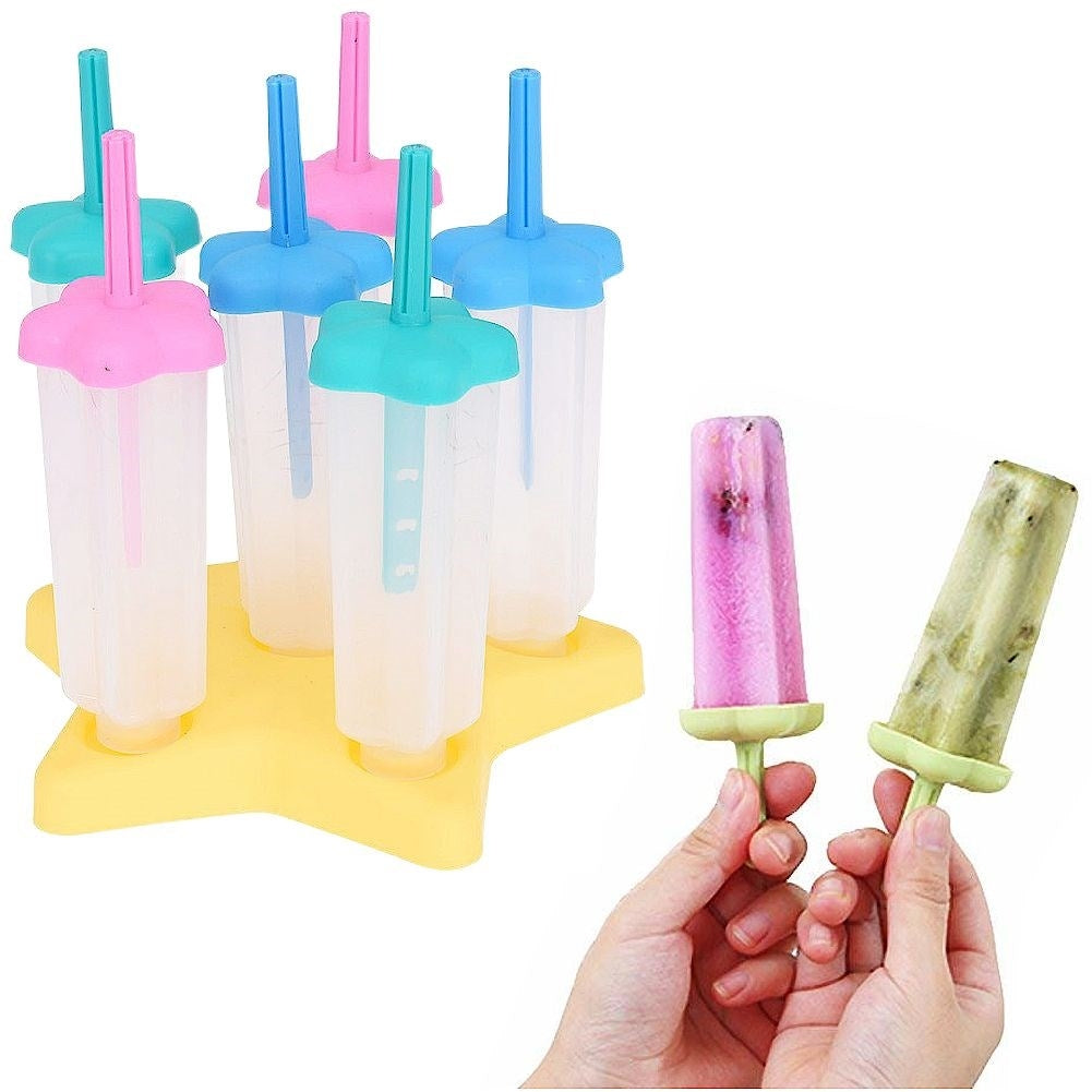 Ice cream molds for 6 portions in a practical position