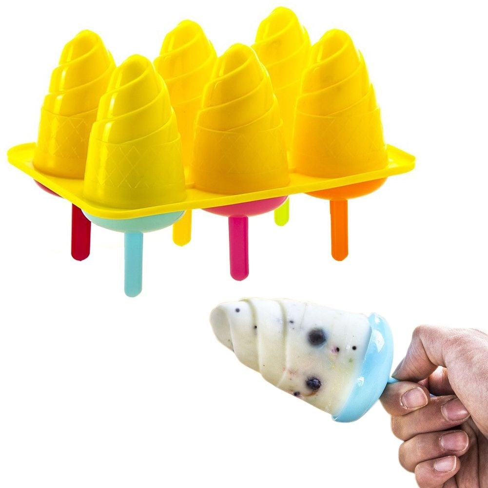 Ice cream molds with stand for 6 portions of homemade ice cream