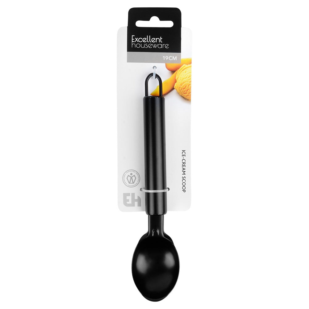 Ice cream scoop, black steel, 19 cm