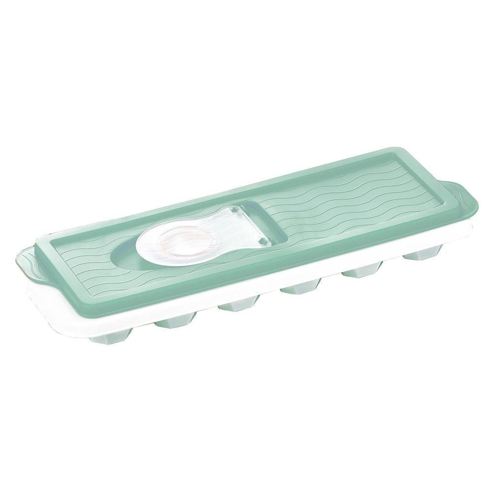 Ice cube mold with lid and easy filling, spill-proof transport