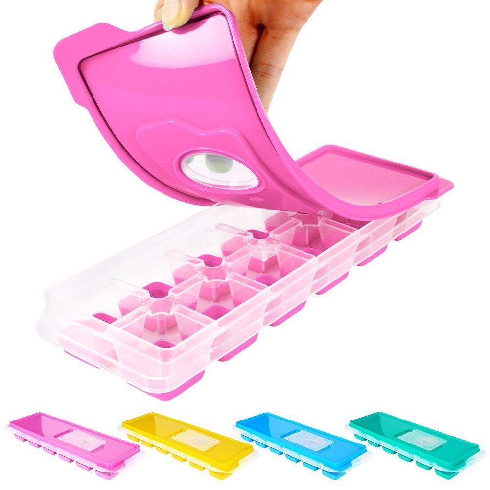 Ice mold: Practical lid, silicone base, 12 ice cubes