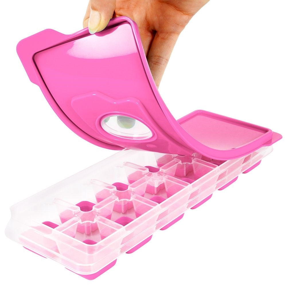 Ice mold: Practical lid, silicone base, 12 ice cubes