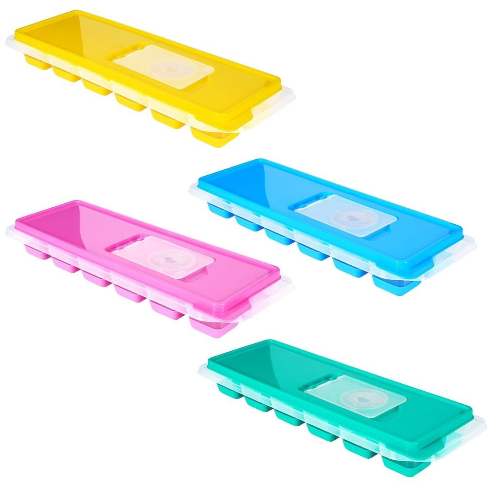 Ice mold: Practical lid, silicone base, 12 ice cubes