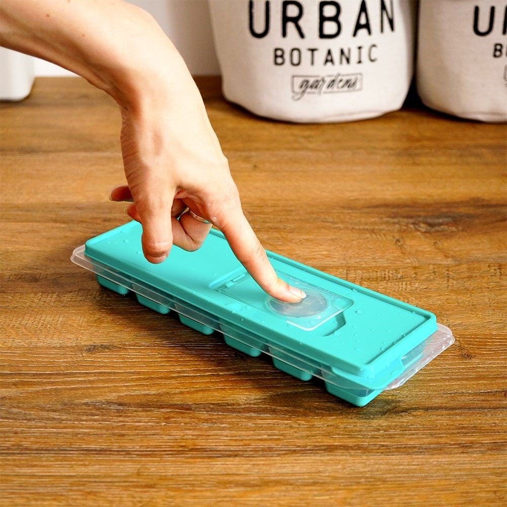 Ice mold: Practical lid, silicone base, 12 ice cubes