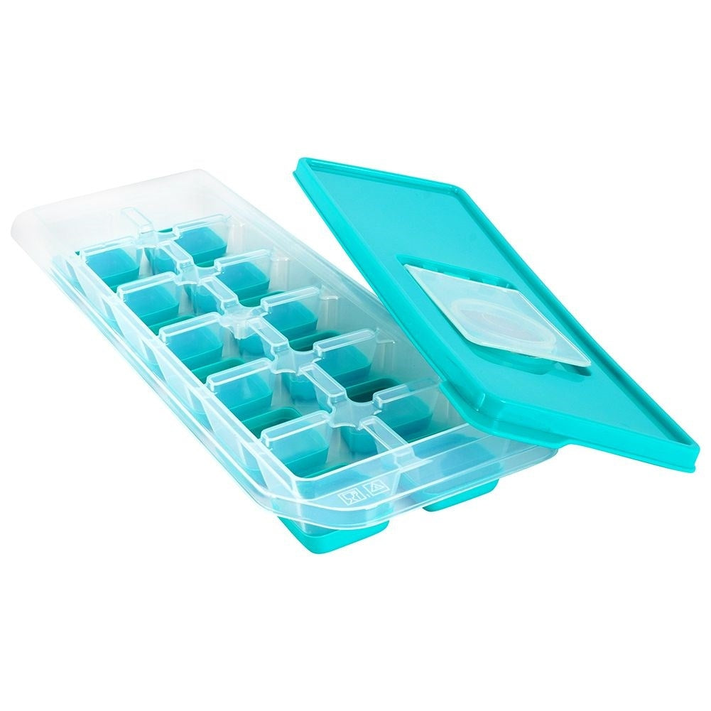 Ice mold: Practical lid, silicone base, 12 ice cubes