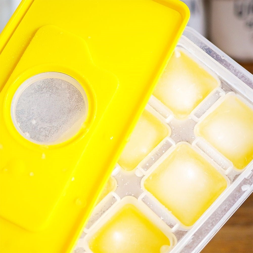 Ice mold: Practical lid, silicone base, 12 ice cubes