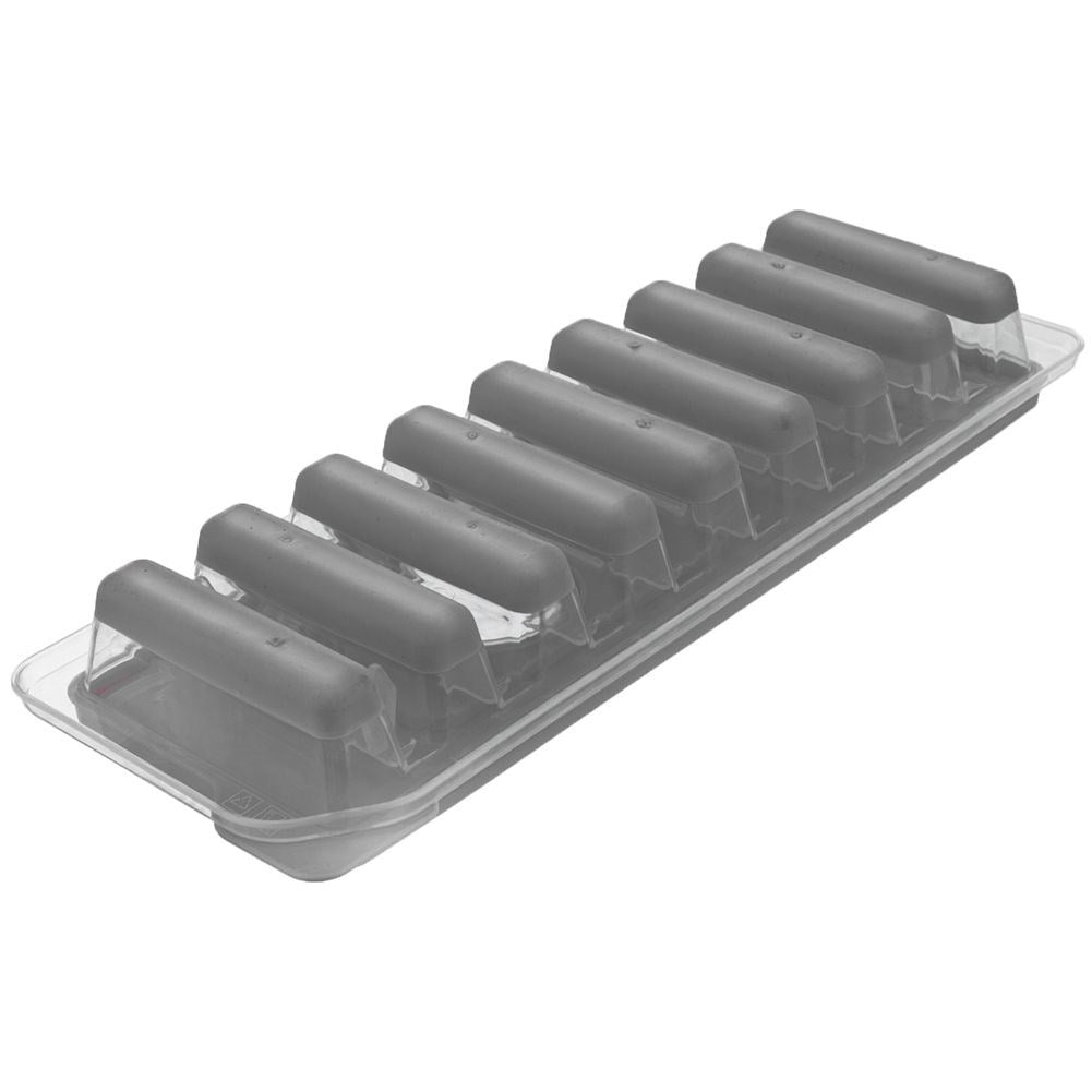 Ice mold with lid for nine oblong ice cubes, silicone base