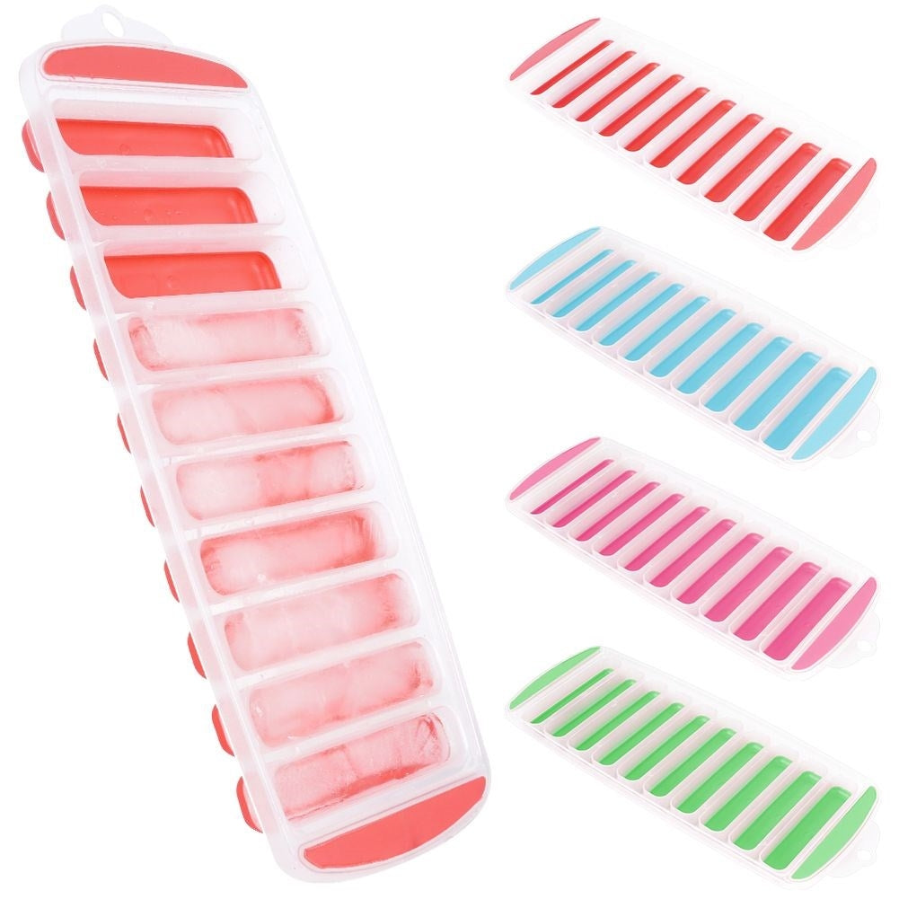 Ice mold with silicone base for 10 rectangular ice cubes