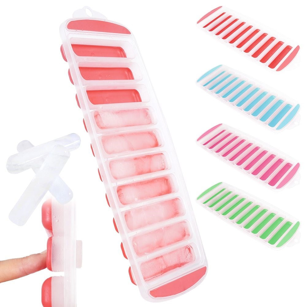 Ice mold with silicone base for 10 rectangular ice cubes