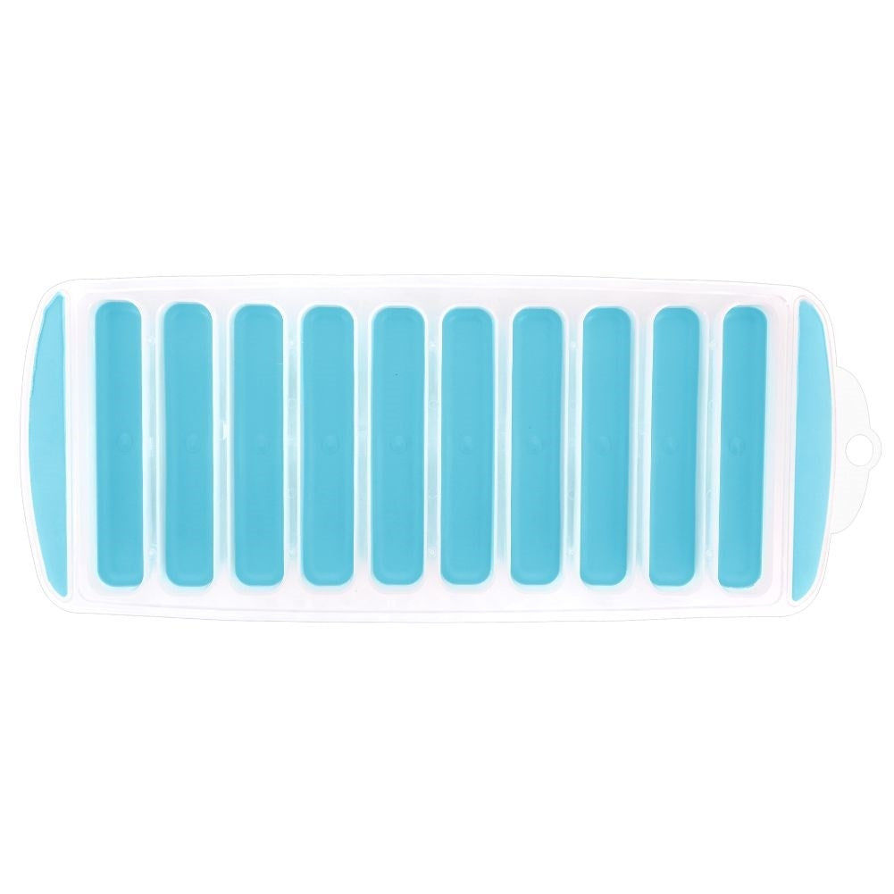 Ice mold with silicone base for 10 rectangular ice cubes